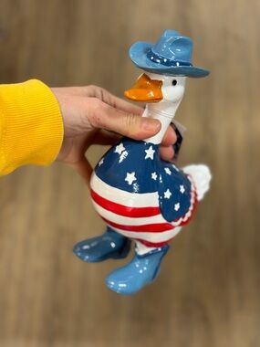 Decorative Patriotic Duck Figurine - Blue/Red/White